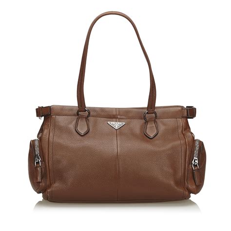 prada brown leather tote bag.